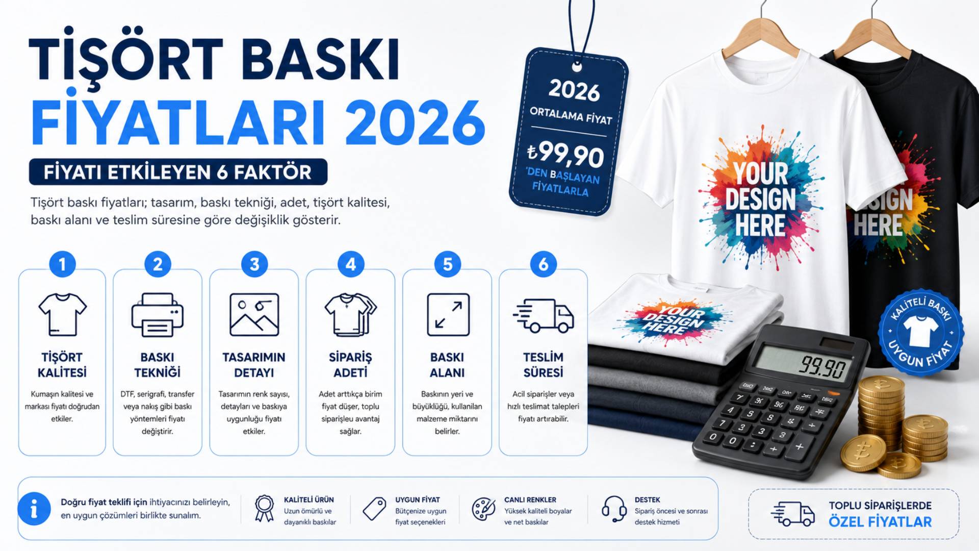 Tişört Baskı Fiyatları 2026: Fiyatı Etkileyen 6 Faktör