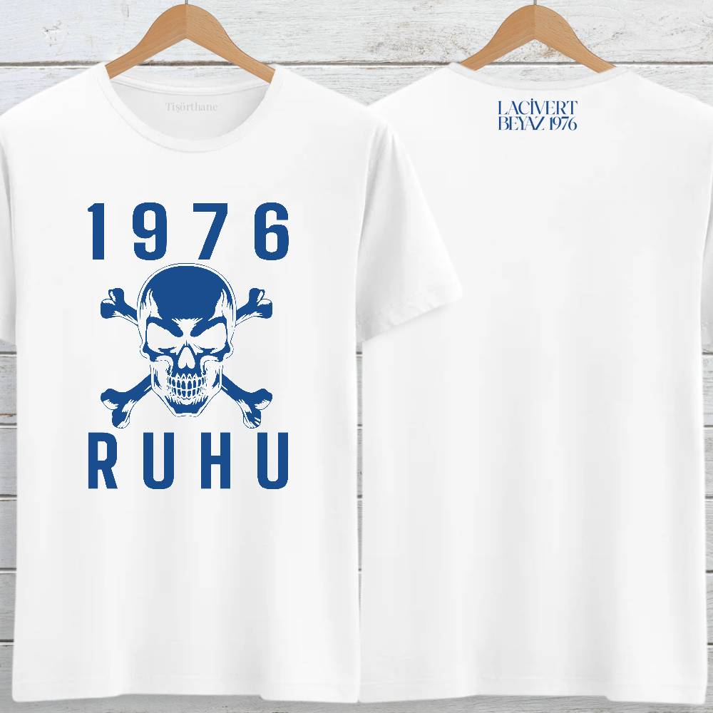 1976 Ruhu Tasarımlı Lacivert Beyaz Taraftar Tişörtü