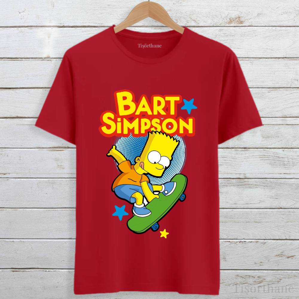 Bart Simpson Kaykay Tasarımlı Unisex Tişört