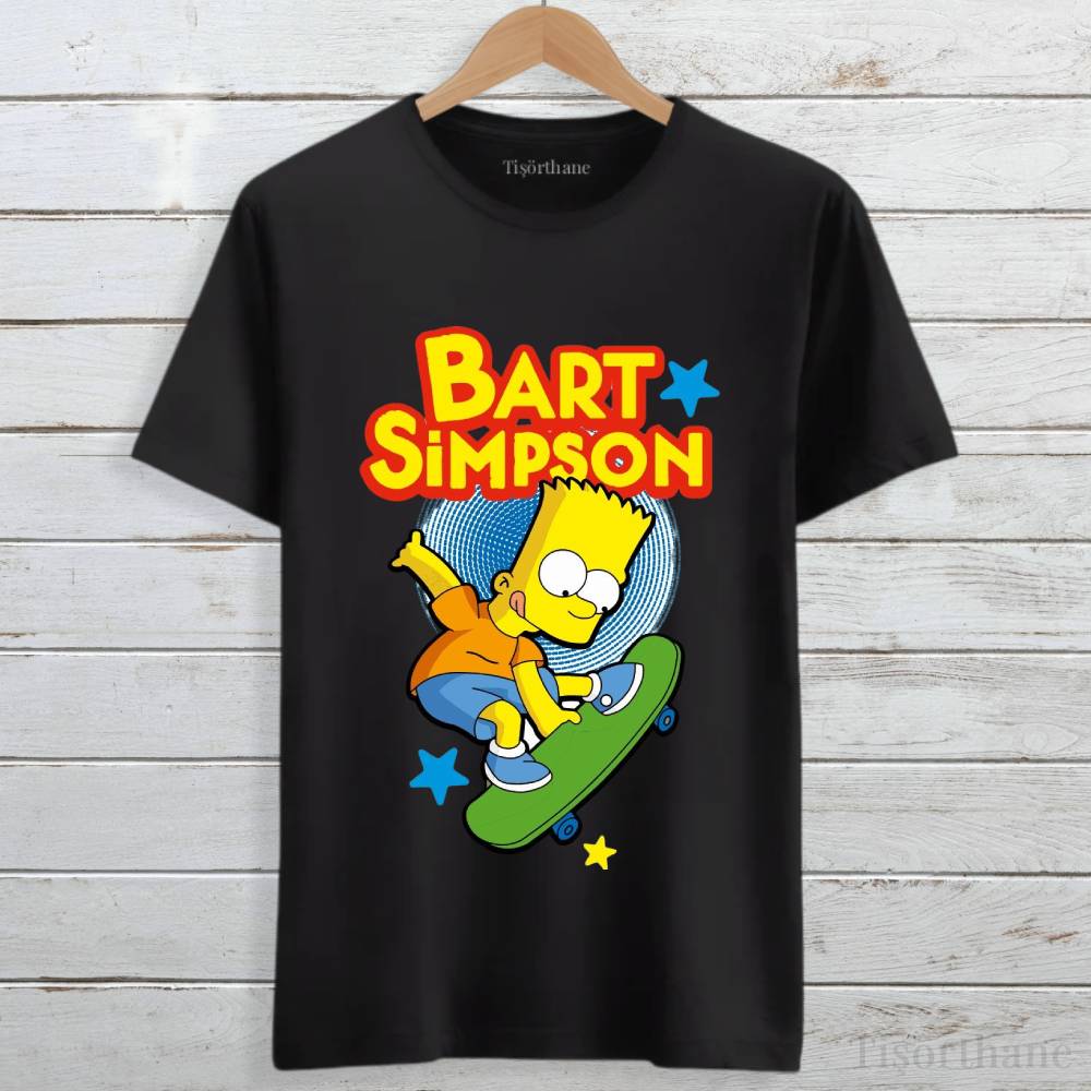 Bart Simpson Kaykay Tasarımlı Unisex Tişört