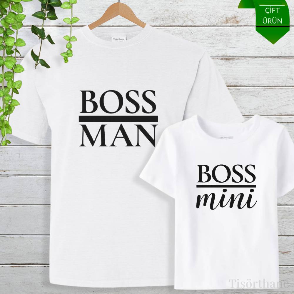 Boss Man & Boss Mini Tasarımlı Baba Oğul Tişört Kombini