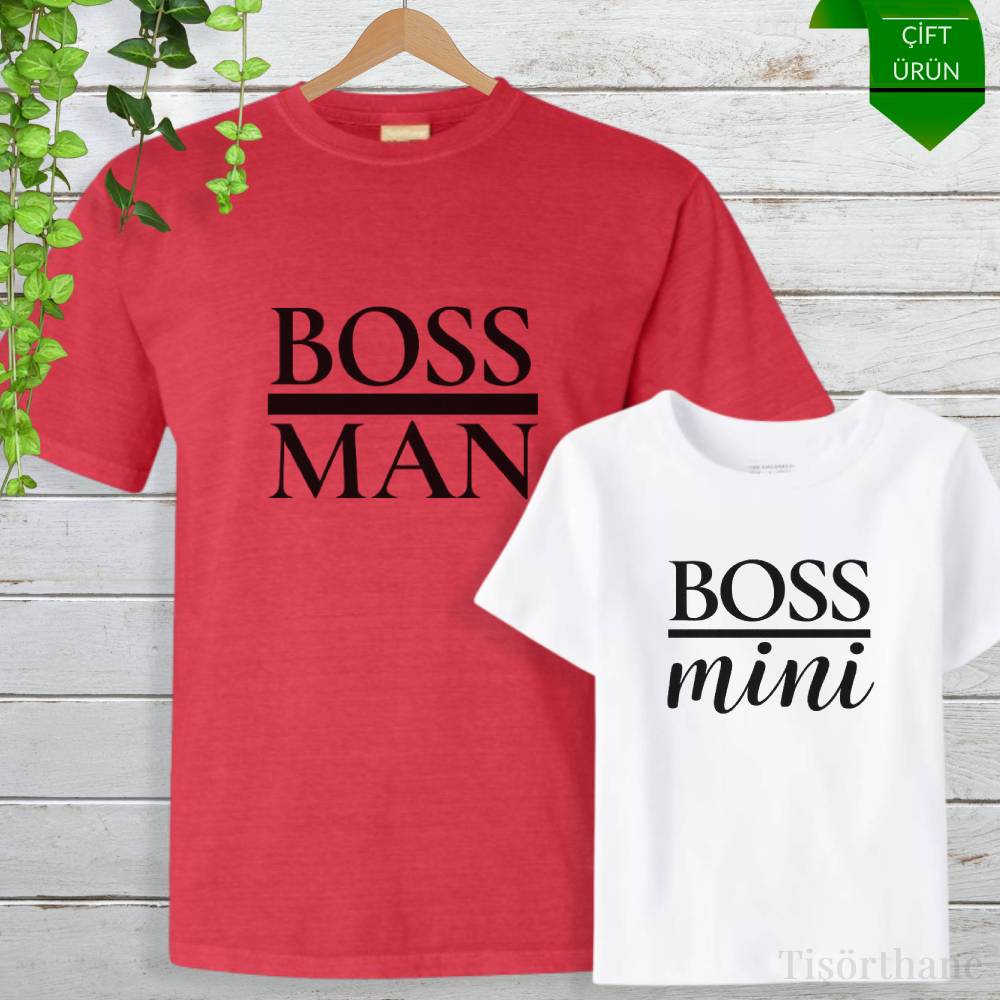 Boss Man & Boss Mini Tasarımlı Baba Oğul Tişört Kombini