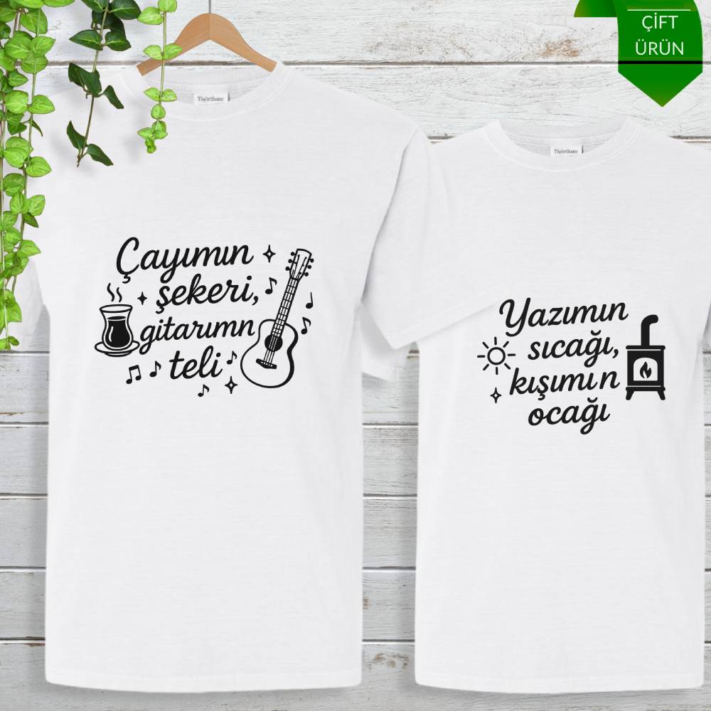 Çayımın Şekeri, Yazımın Sıcağı Tasarımlı Sevgili Tişört Kombini