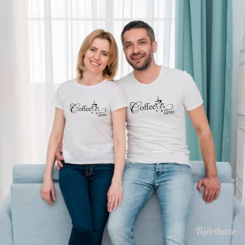 Coffee Time (Kahve Zamanı) Baskılı Minimalist Tişört