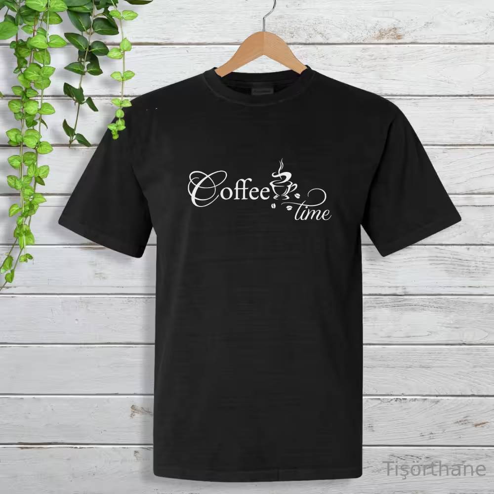 Coffee Time (Kahve Zamanı) Baskılı Minimalist Tişört
