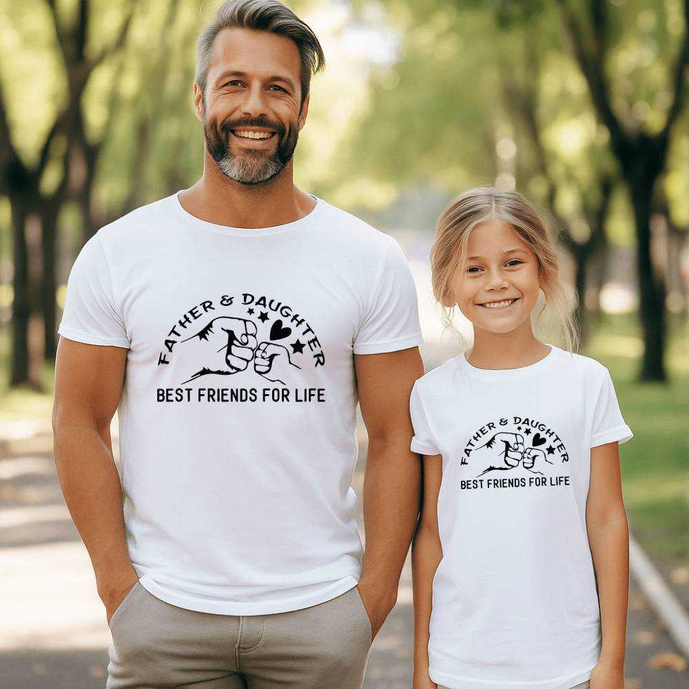 En İyi Arkadaşlar Tasarımlı Baba Kız Tişört Kombini
