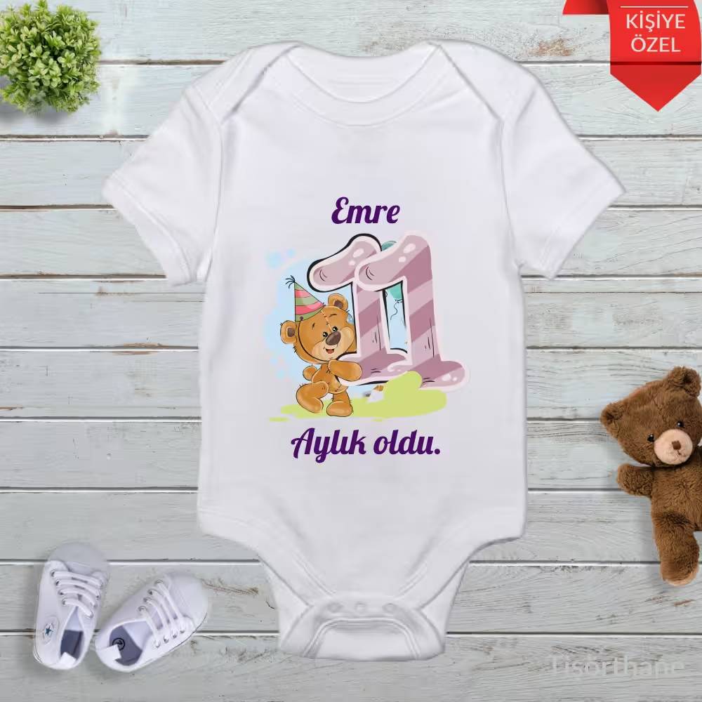 Erkek Bebek İçin İsme Özel Aylık Zıbın Seti (12 Ay)