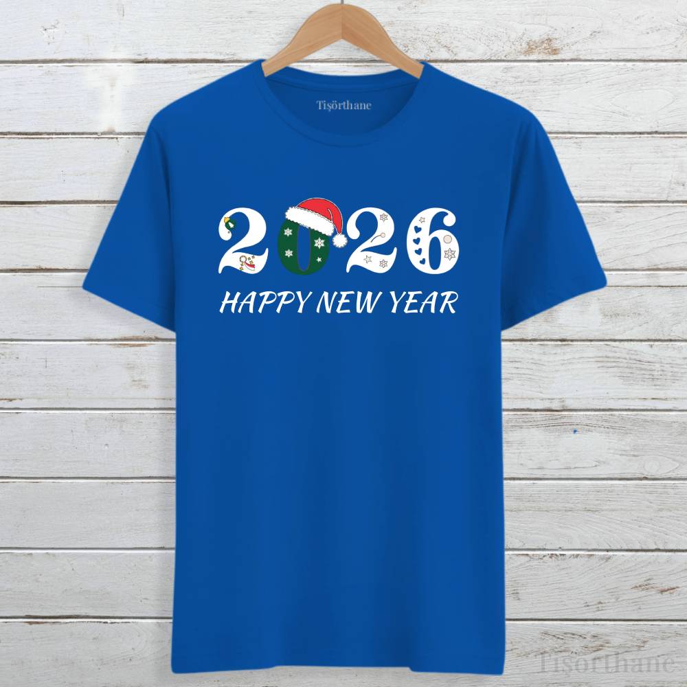 Happy New Year 2026 Tasarımlı Yılbaşı Tişörtü