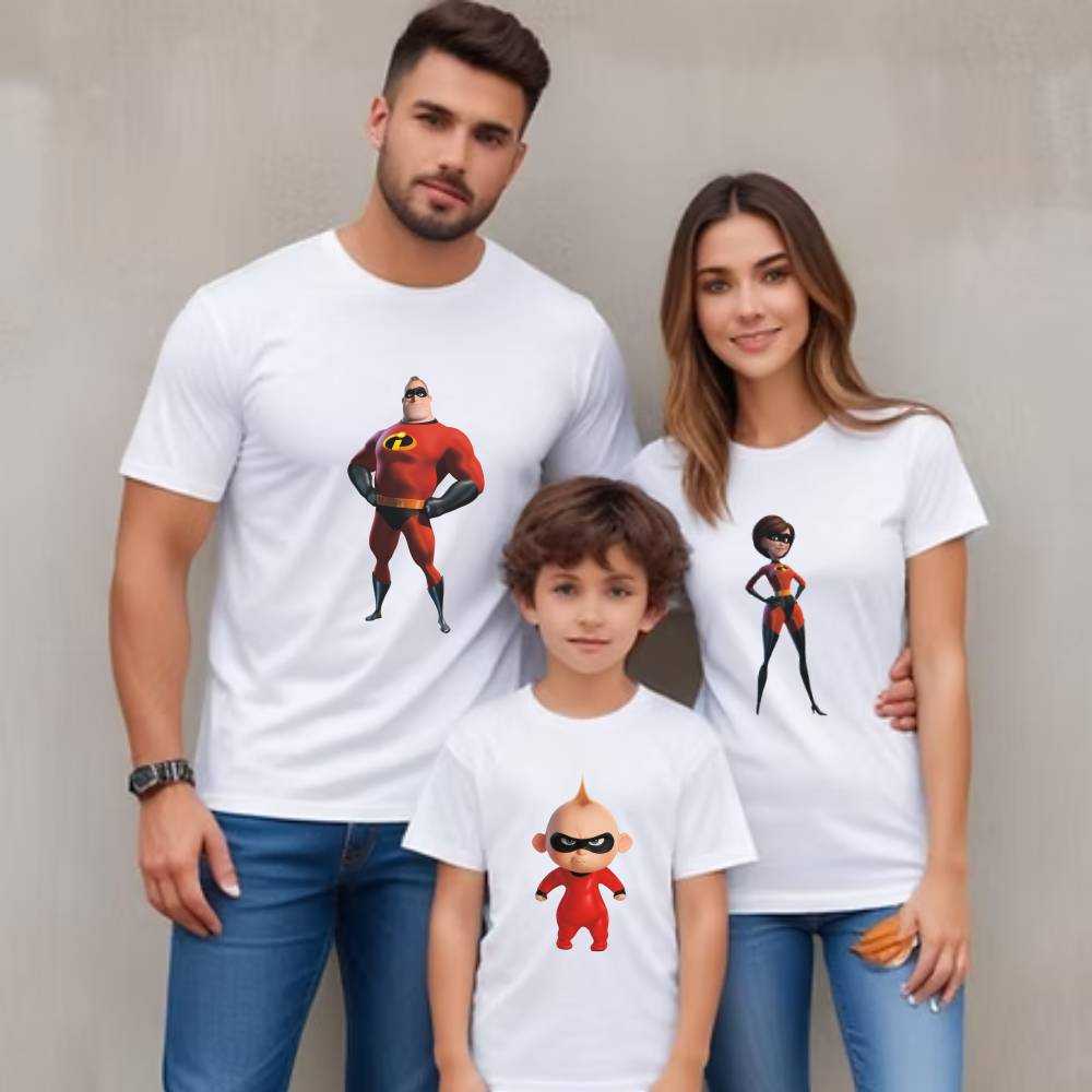 İnanılmaz Aile Tasarımlı Üçlü Aile Tişört Kombini