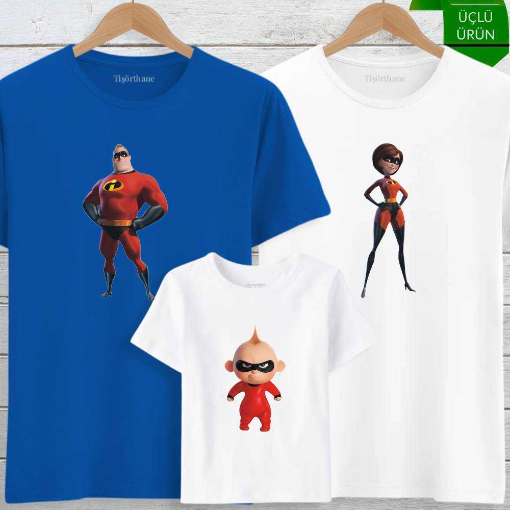 İnanılmaz Aile Tasarımlı Üçlü Aile Tişört Kombini
