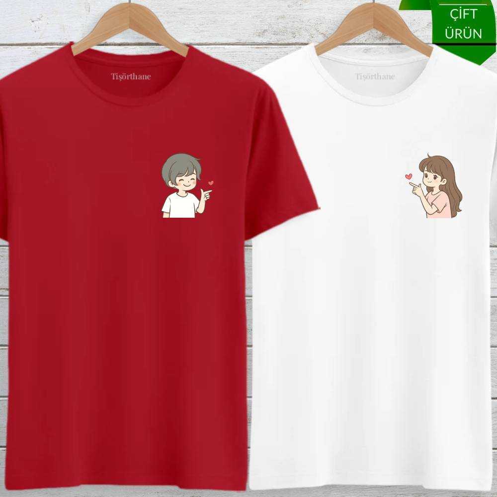 Kalp Gönderen Sevgililer Temalı Romantik Tişört Kombini