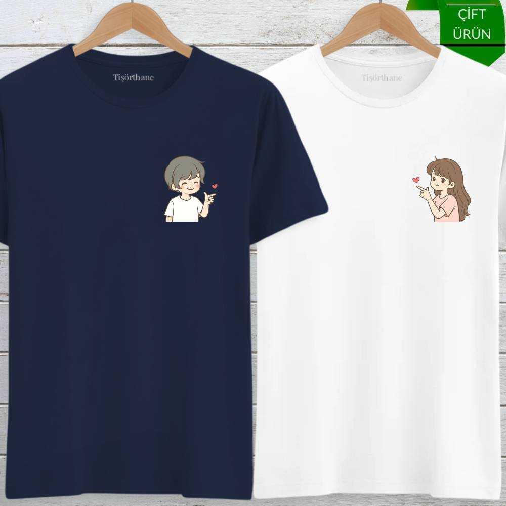 Kalp Gönderen Sevgililer Temalı Romantik Tişört Kombini