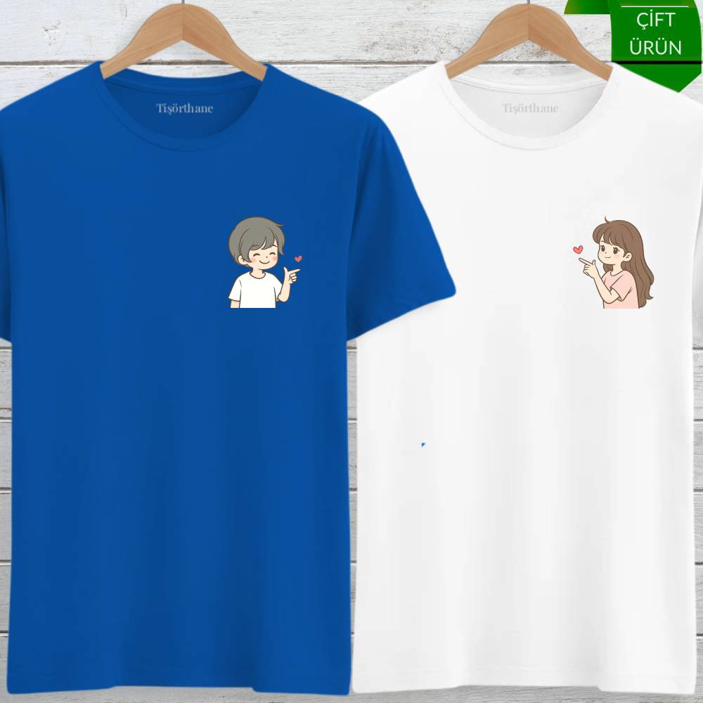 Kalp Gönderen Sevgililer Temalı Romantik Tişört Kombini