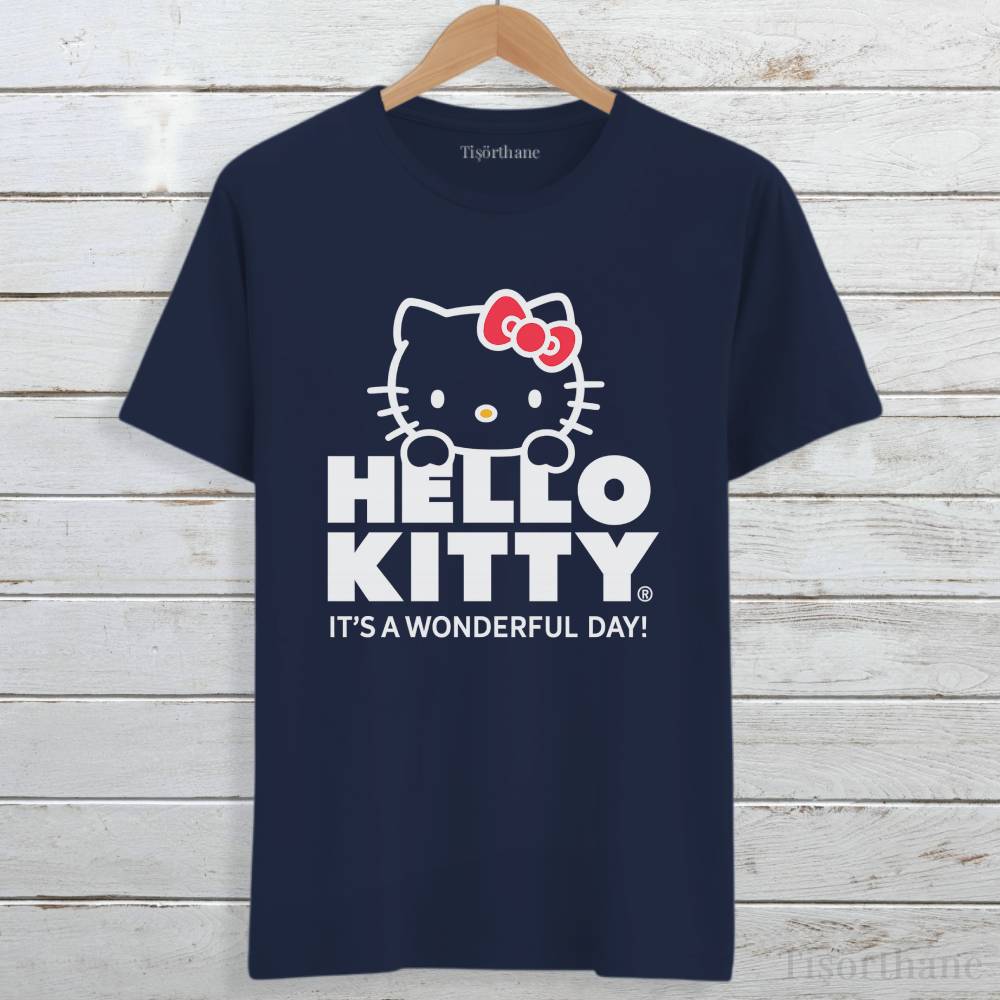 Kawaii Tarz Hello Kitty Tasarımlı Unisex Tişört