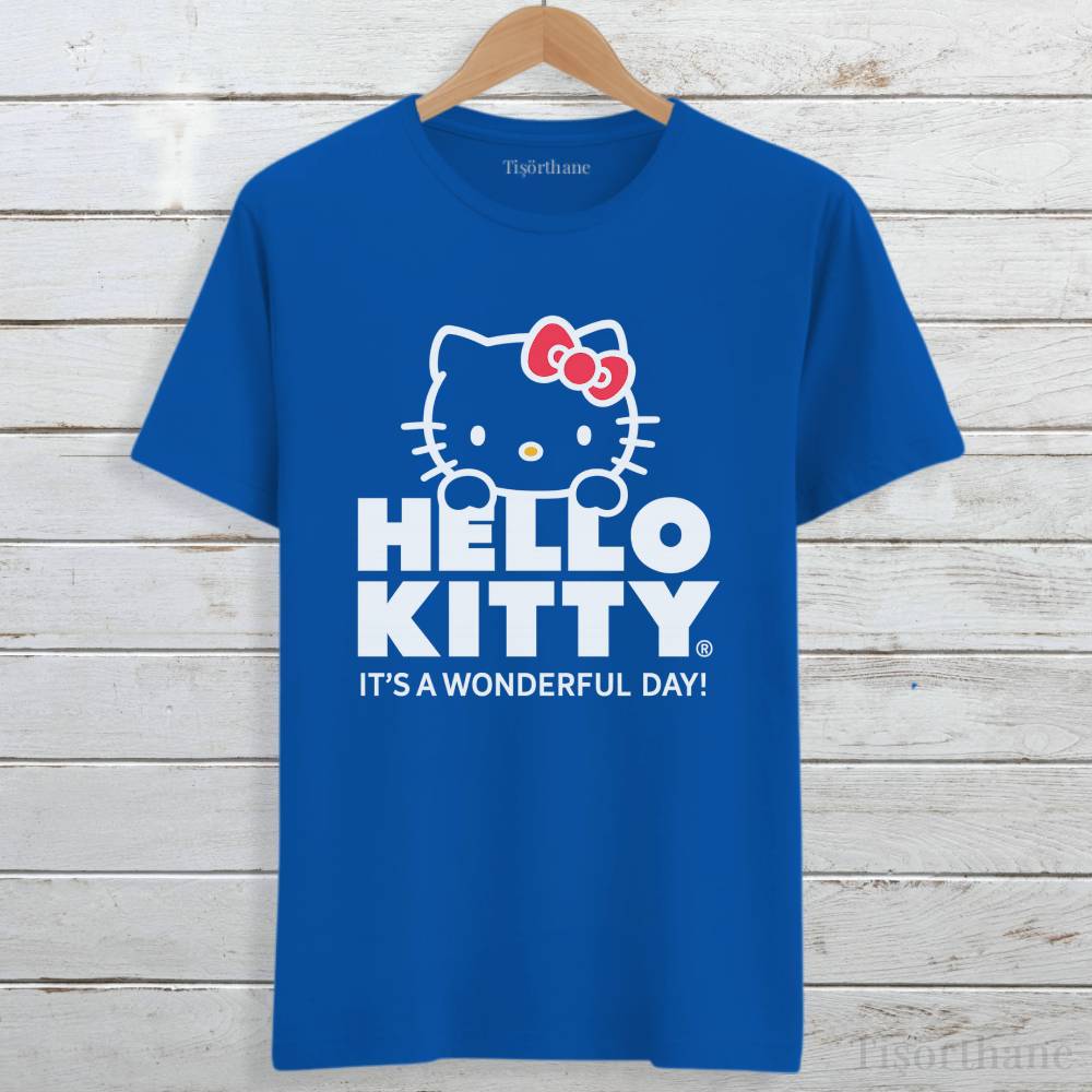 Kawaii Tarz Hello Kitty Tasarımlı Unisex Tişört