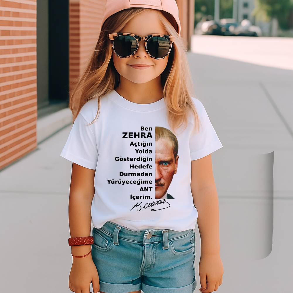 Kişiye Özel İsimli Andımız Baskılı Çocuk Tişörtü