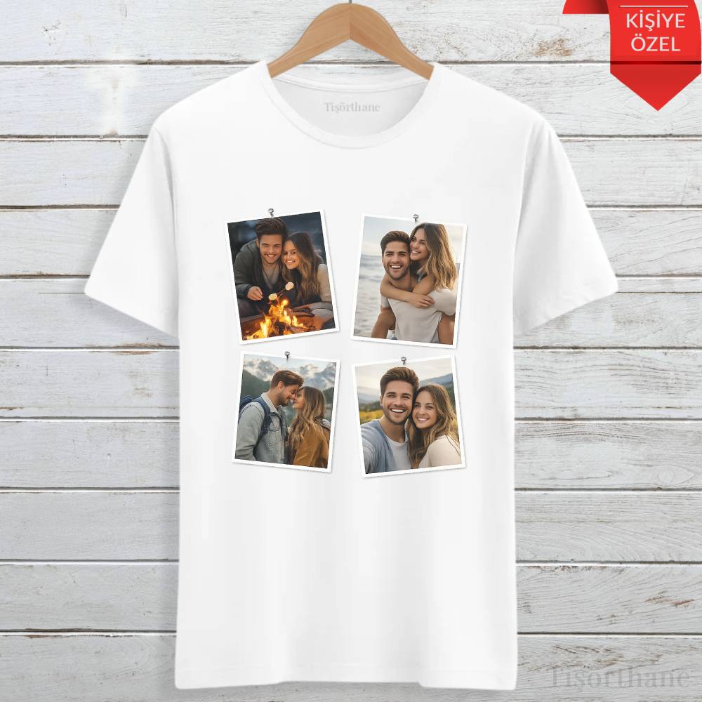 Kişiye Özel Fotoğraf Kolaj Baskılı Tişört
