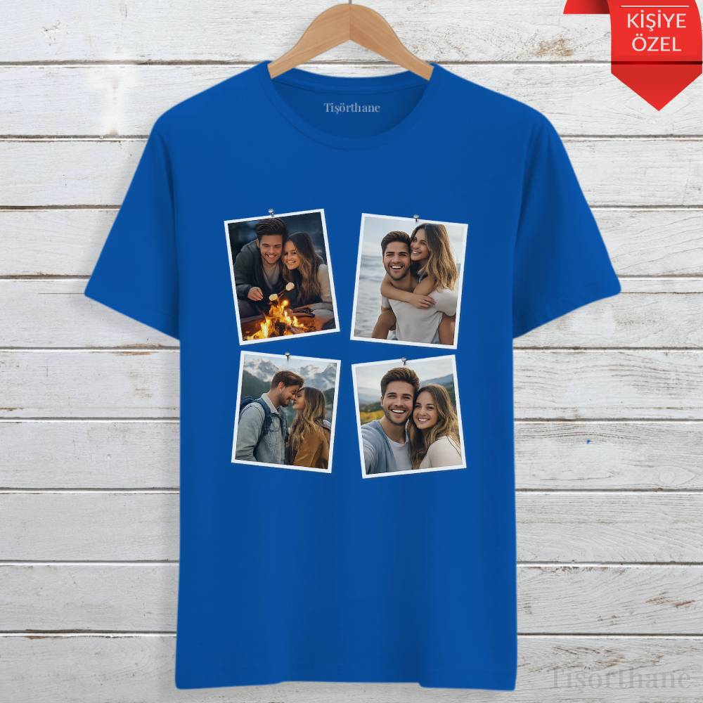 Kişiye Özel Fotoğraf Kolaj Baskılı Tişört