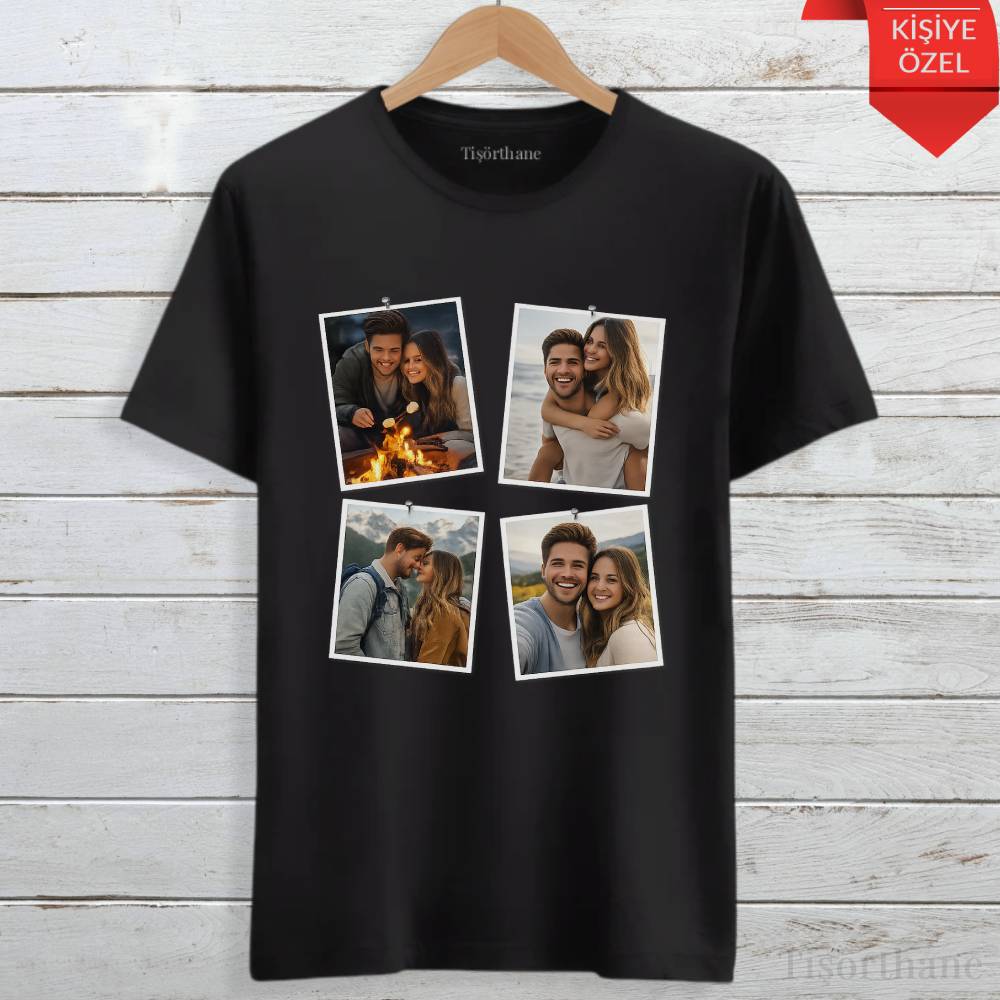 Kişiye Özel Fotoğraf Kolaj Baskılı Tişört