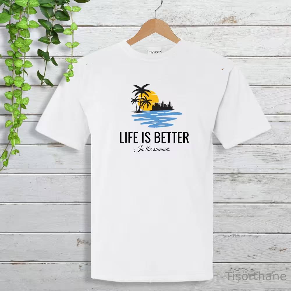 Life is Better in the Summer Baskılı Yaz Tatili Tişörtü