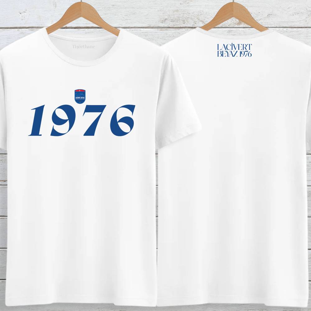 Logo ve 1976 Tasarımlı Lacivert Beyaz Taraftar Tişörtü