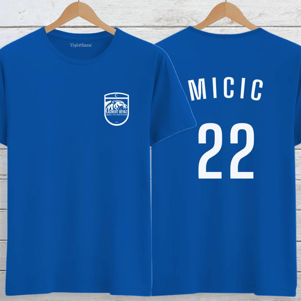 Micic Tasarımlı Lacivert Beyaz Taraftar Tişörtü