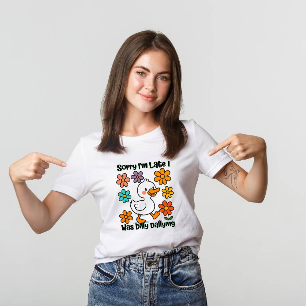 Neşeli Ördek Üzgünüm Geç Kaldım Tasarımlı Tişört