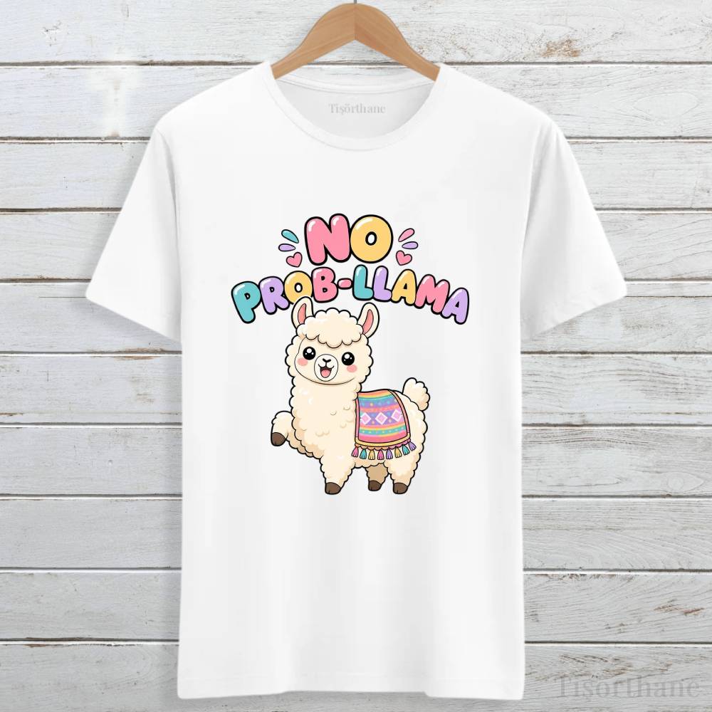 No Prob LLama Baskılı Unisex Tişört