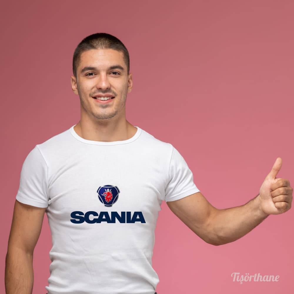 Scania Yazı ve Logo Baskılı Kamyoncu Tişörtü