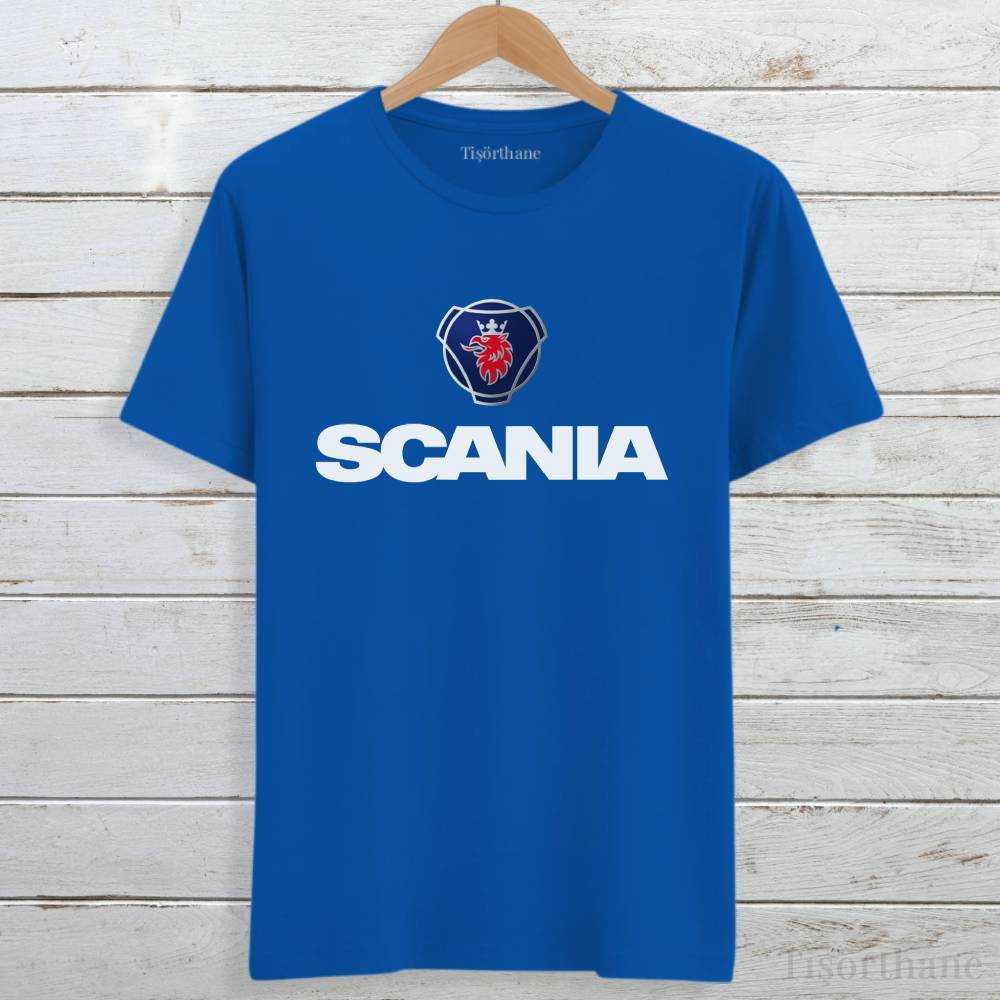 Scania Yazı ve Logo Baskılı Kamyoncu Tişörtü