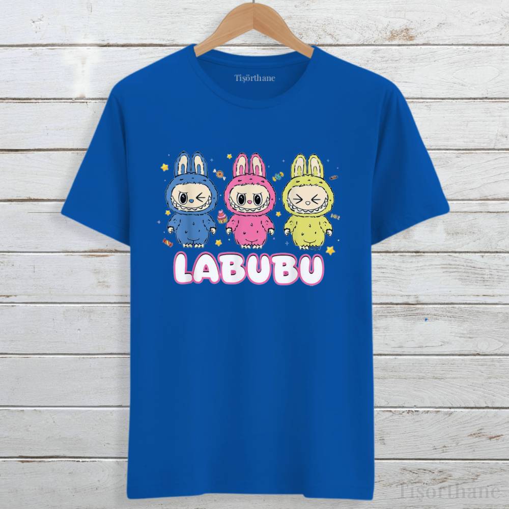 Sevimli LaBuBu Karakter Baskılı Unisex Tişört