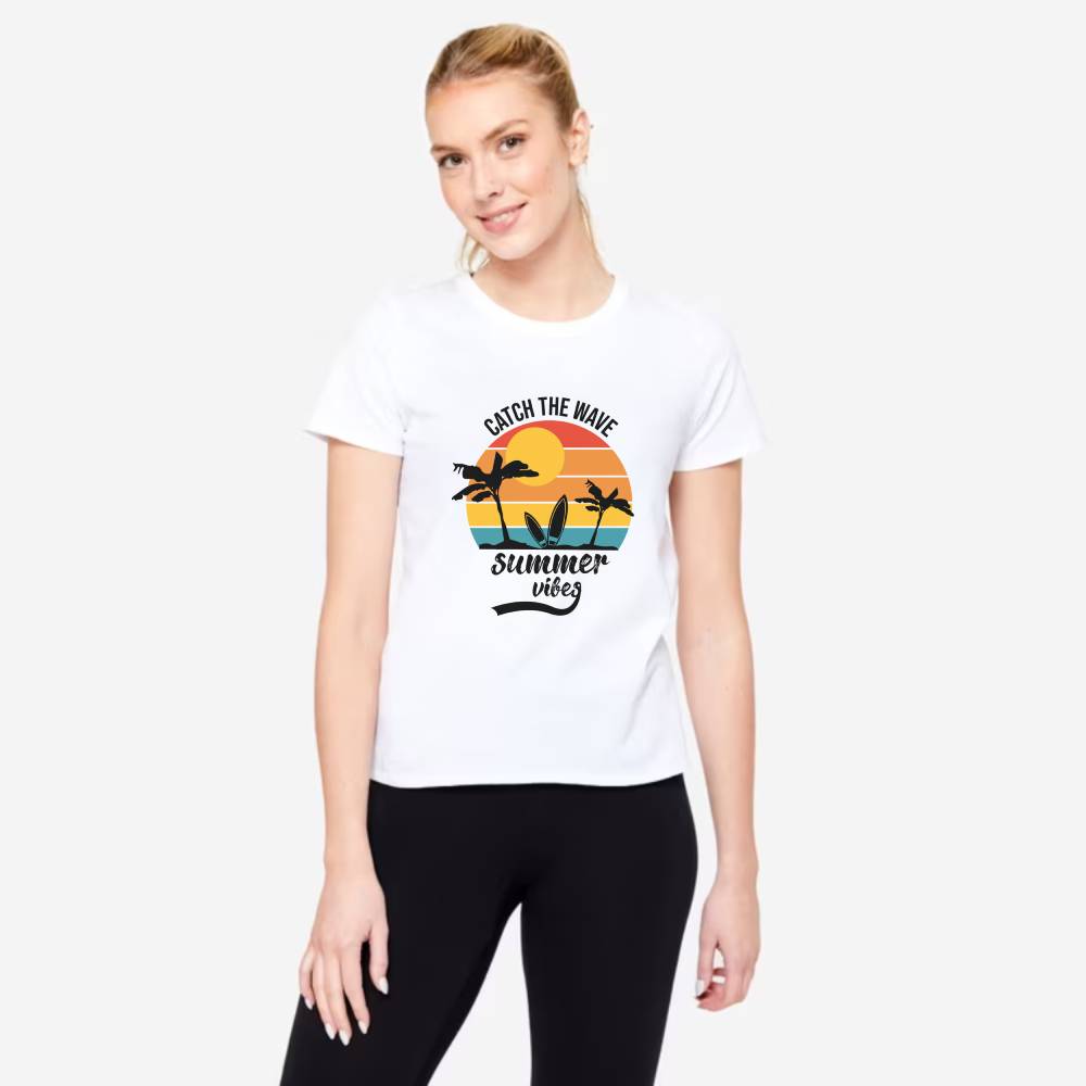 Summer Vibes Papatya Tasarımlı Baskılı Tişört