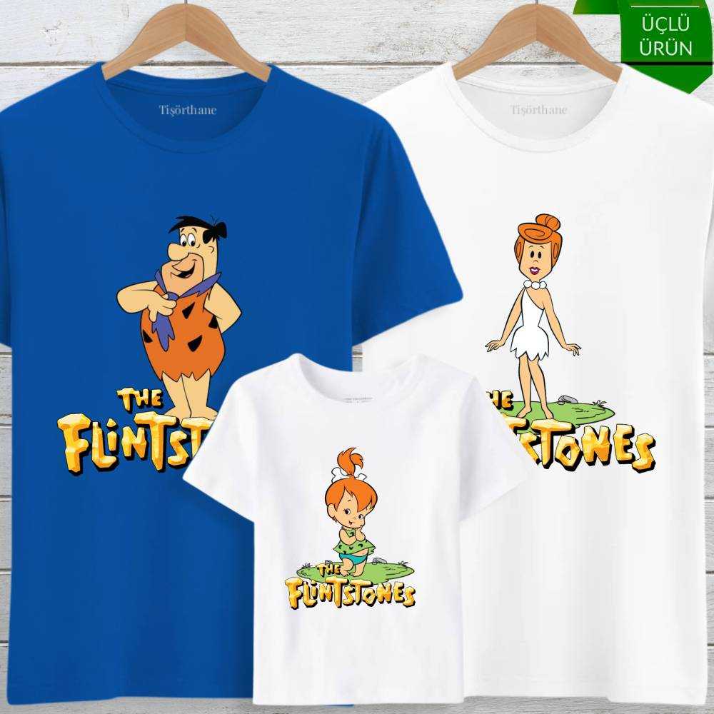 Taş Devri Temalı, Çakmaktaş Ailesi Anne Baba Çocuk Tişört Kombini