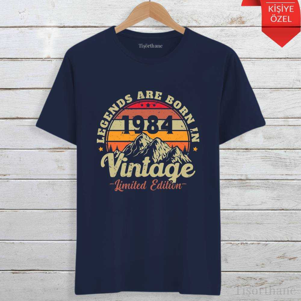 Vintage Tasarımlı, Doğum Yılınıza Özel Baskılı Tişört