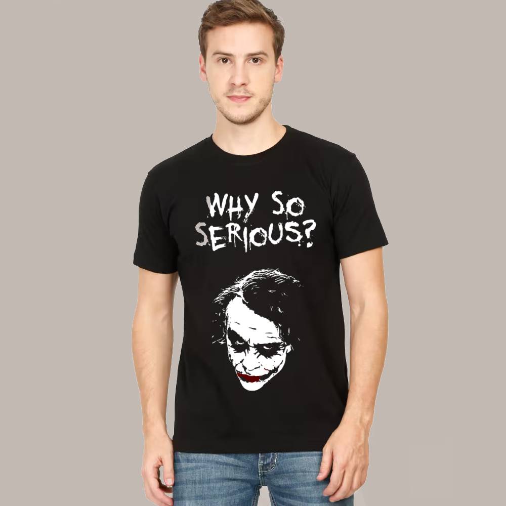 Why So Serious? Tasarımlı Joker Replikli Siyah Tişört