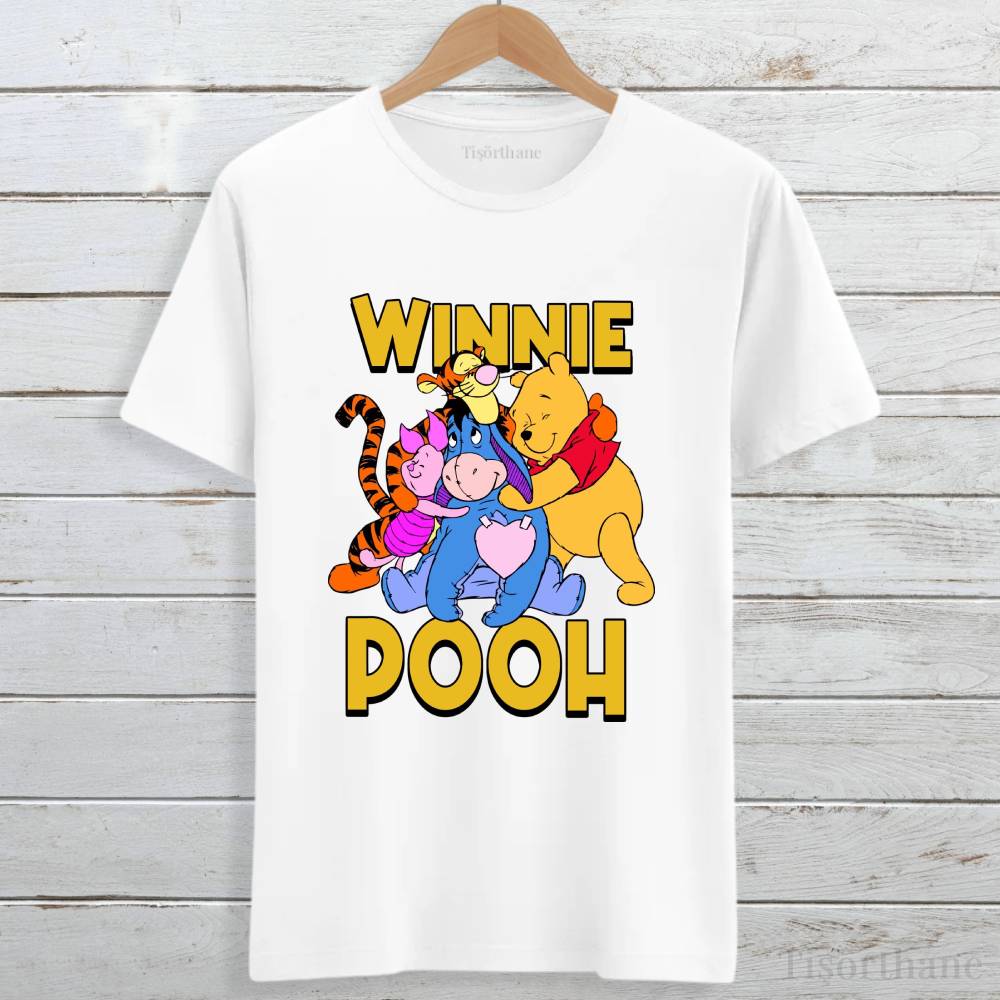 Winnie the Pooh Dostluk Temalı Unisex Tişört