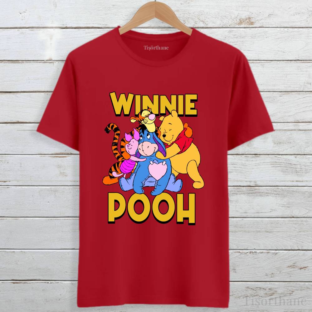 Winnie the Pooh Dostluk Temalı Unisex Tişört