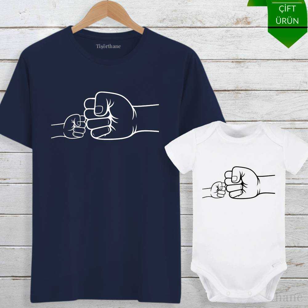 Yumruk Tasarımlı Babalar Gününe Özel Tişört Zıbın Kombini